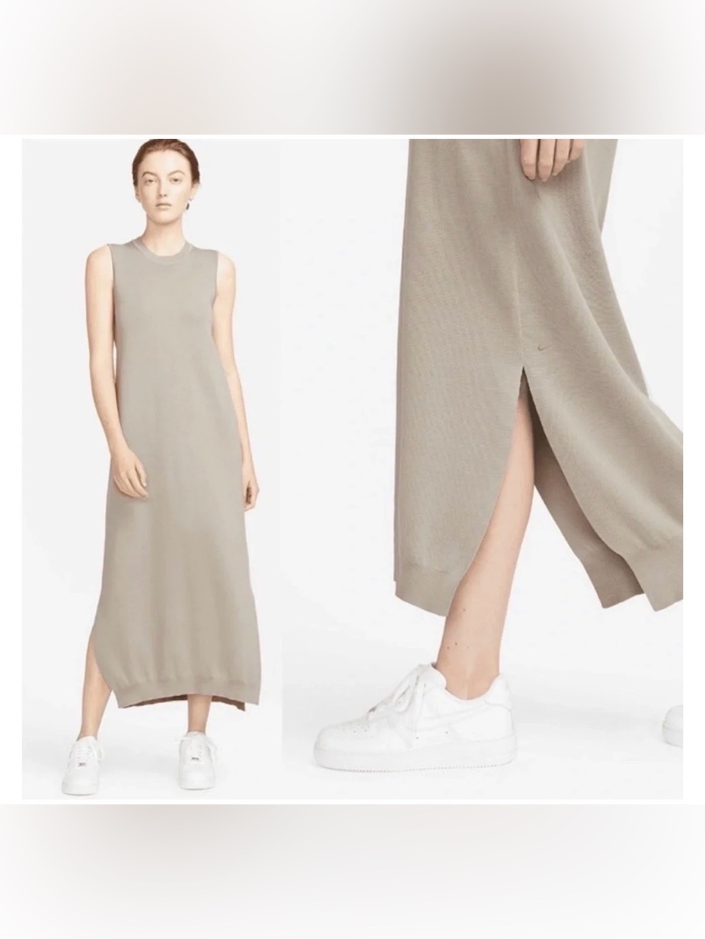 NWOT loose fit Nike Sleeveless Cotton/Silk Maxi Dress in Taupe